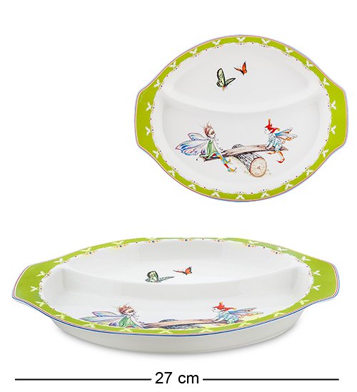 Детский набор посуды на 1 персону из фарфора Эльфы с бабочками Pavone JK-168, блюдо