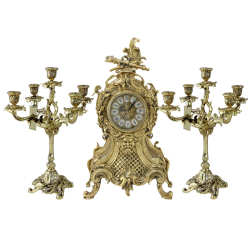 Бронзовые Каминные часы с канделябрами Карранка Велло