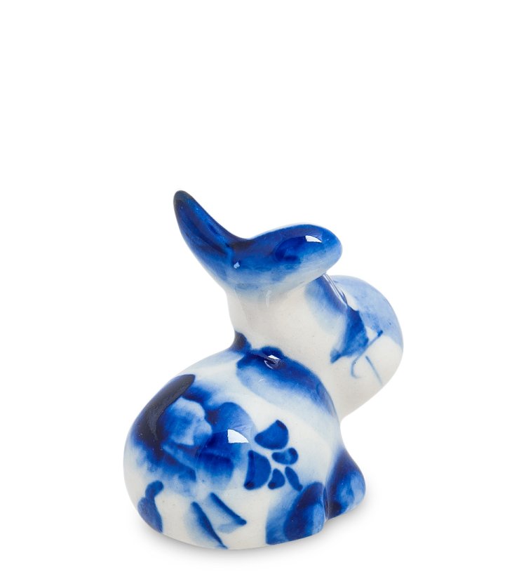 Статуэтка маленький Ослик Иа Голубая гжель ГЛ-233, фотография со спины