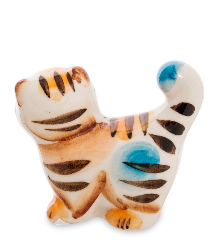 Фигурка Кот-Хвост Цветная гжель ГЛ-609, фотография со спины