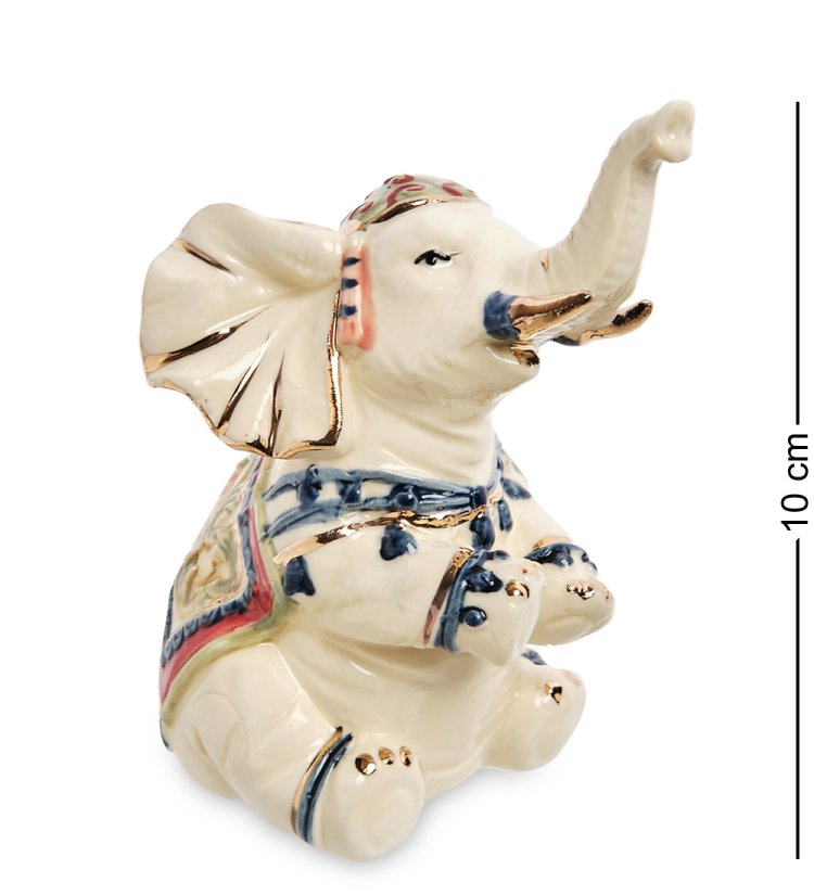 Фигурка из фарфора Индийский Слон с поднятым хоботом Pavone JP-11/44, вид профиль