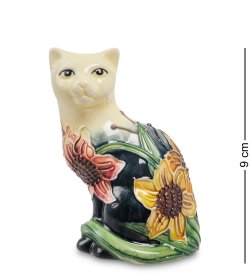 Статуэтка из фарфора Маленькая Кошка расписная цветами