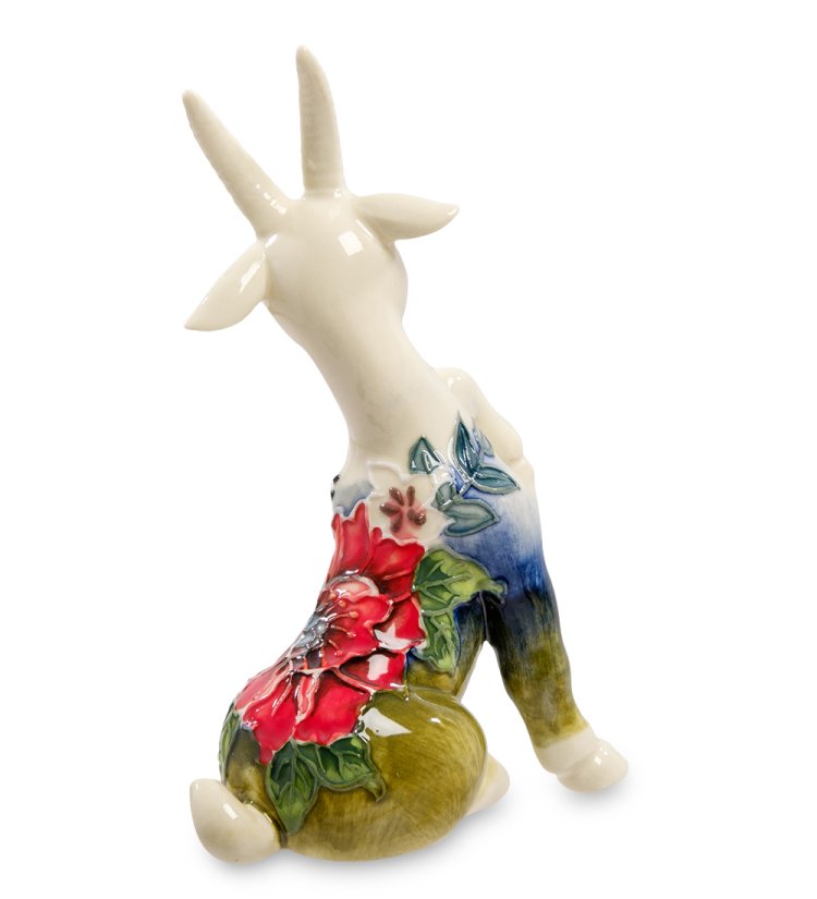 Статуэтка из фарфора Коза с поднятой лапкой Pavone JP-71/ 27, фотография со спины