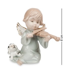 Статуэтка из фарфора Ангелочек со скрипкой и собачкой
