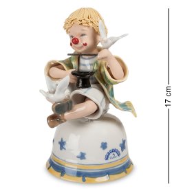 Музыкальная Статуэтка из фарфора клоун с птичкой и шляпой