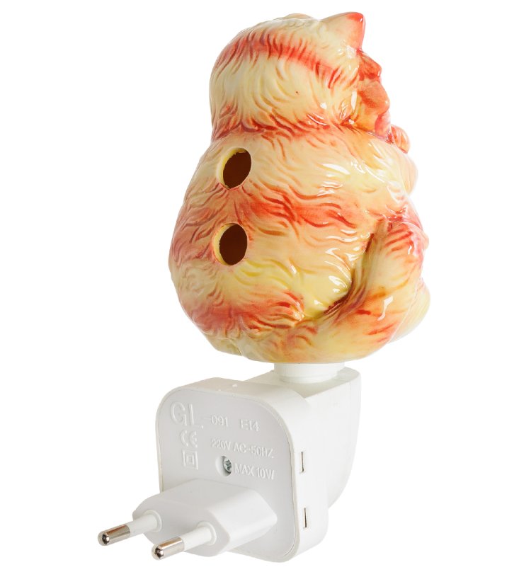 Ночной светильник из фарфора Рыжий котик Pavone JP-18/15, фотография со спины