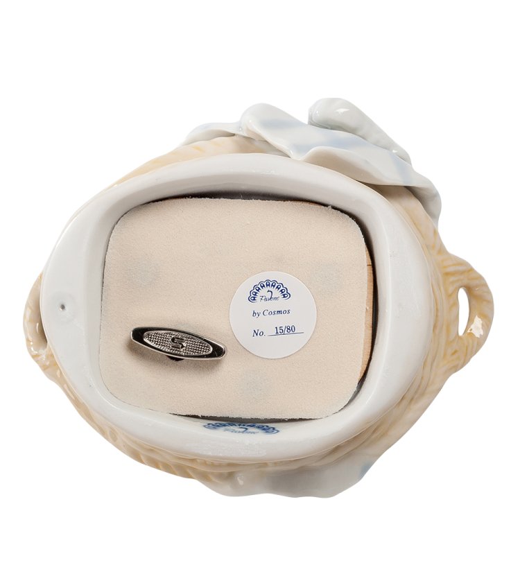 Музыкальная статуэтка Собачка в корзинке с цветами Pavone CMS-15/80, фотография снизу