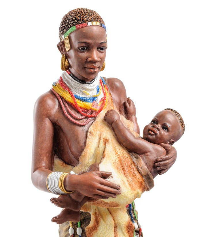 Статуэтка Африканка с детьми Veronese WS-728, портретный вид