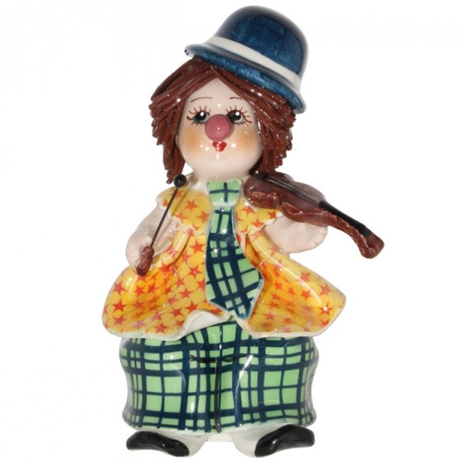 Фарфоровая статуэтка Клоун со скрипкой в котелке