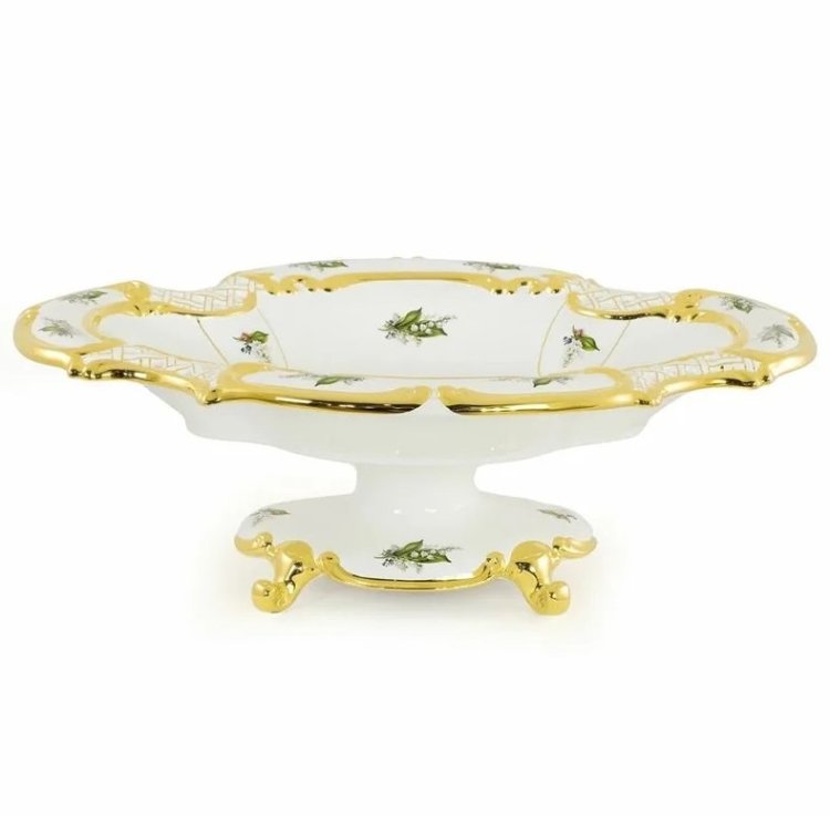 Овальное Блюдо на ножке коллекция Ландыши Migliore De Luxe 27526 