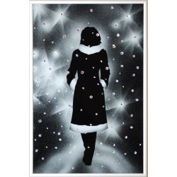 Картина Девушка под снегом c кристаллами Swarovski