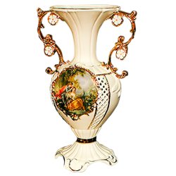 Кремовая Ваза для цветов с золотой отделкой Эпоха Рококо