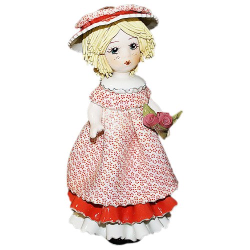 Фарфоровая статуэтка Кукла со светлыми волосами с розами