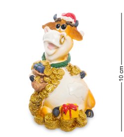 Статуэтка Новогодний Бык с подарком - символ 2021 года