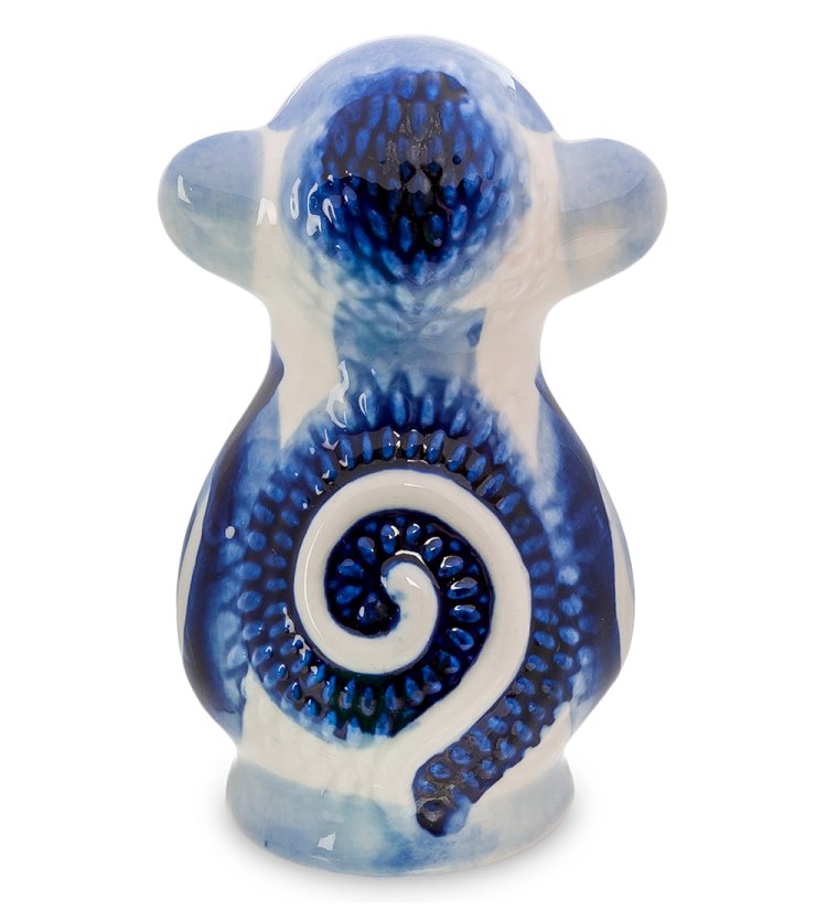 Фигурка Обезьянка Бама Голубая гжель ГЛ-324, фотография со спины