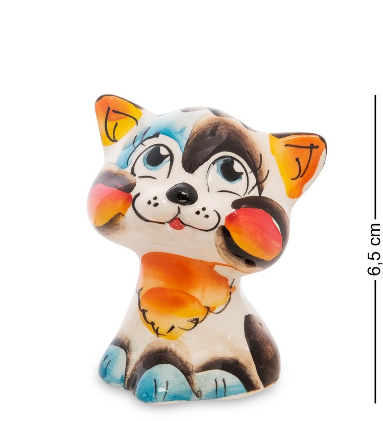 Фигурка Кот голова Цветная гжель ГЛ-165