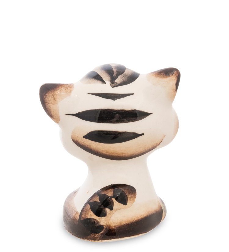 Фигурка Кот голова Цветная гжель ГЛ-165, фотография со спины