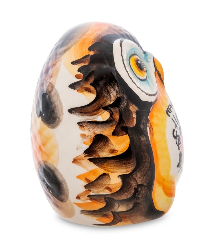 Статуэтка Сова Софья Цветная гжель ГЛ-376, фотография сбоку