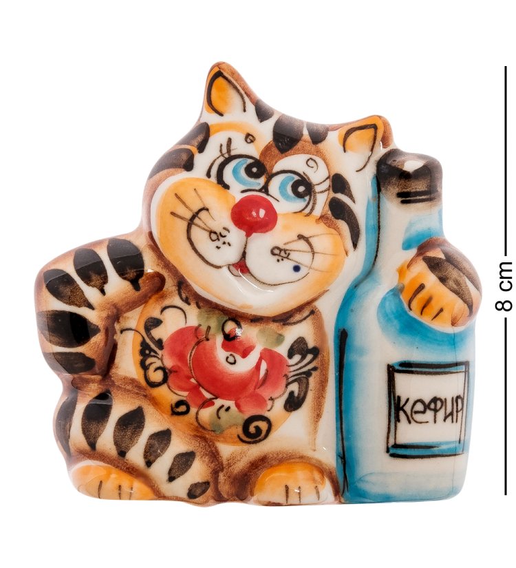 Магнит Кот Кефир Цветная гжель ГЛ-612