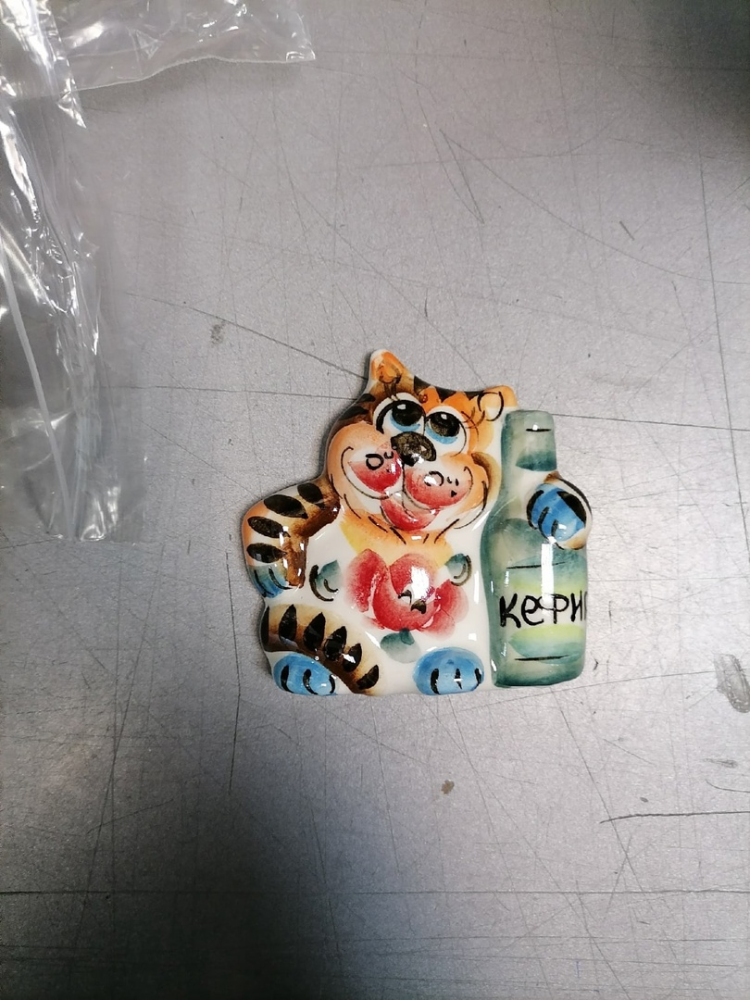 Магнит Кот Кефир Цветная гжель ГЛ-612, фото со склада