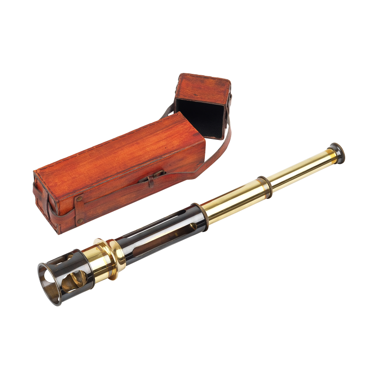 Подзорная труба в футляре в черно-золотом декоре Cut, разобранный вид