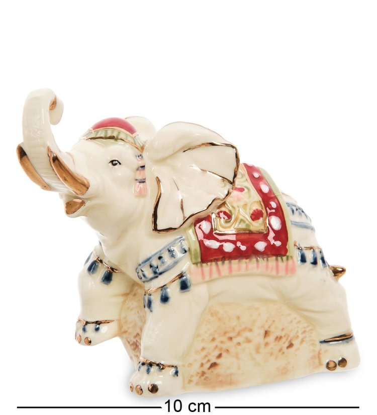 Фигурка из фарфора Расписной Индийский Слон с поднятым хоботом Pavone JP-11/45