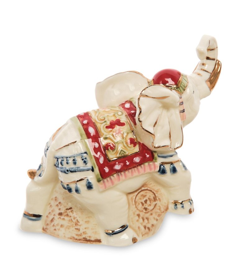 Фигурка из фарфора Расписной Индийский Слон с поднятым хоботом Pavone JP-11/45, оборотная сторона