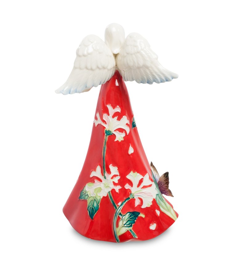 Статуэтка из фарфора Девушка ангел в красном платье с бабочкой Pavone JP-12/ 11, фотография со спины