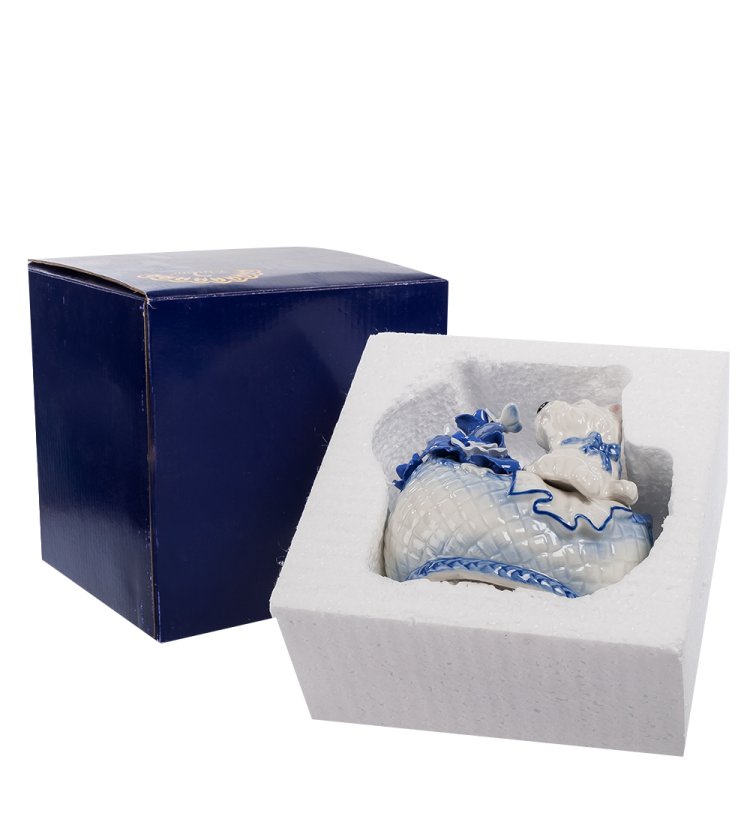 Фигурка из керамики Щенок в корзинке Pavone CMS-46/ 7, фотография в упаковке