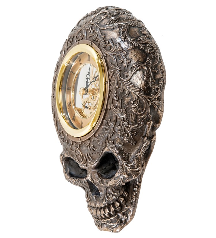 Статуэтка-часы в стиле Стимпанк Череп Veronese WS-916, вид профиль