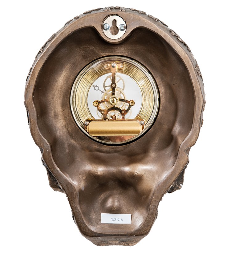 Статуэтка-часы в стиле Стимпанк Череп Veronese WS-916, оборотная сторона