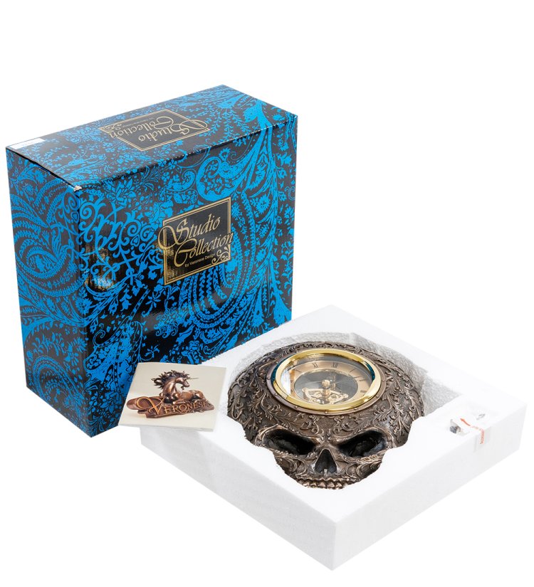 Статуэтка-часы в стиле Стимпанк Череп Veronese WS-916, упаковочный вид
