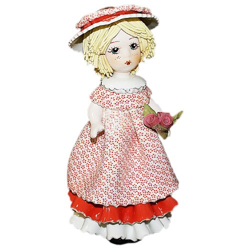 Фарфоровая статуэтка Кукла со светлыми волосами с розами