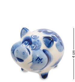 Фигурка Поросенок-Боря Голубая гжель