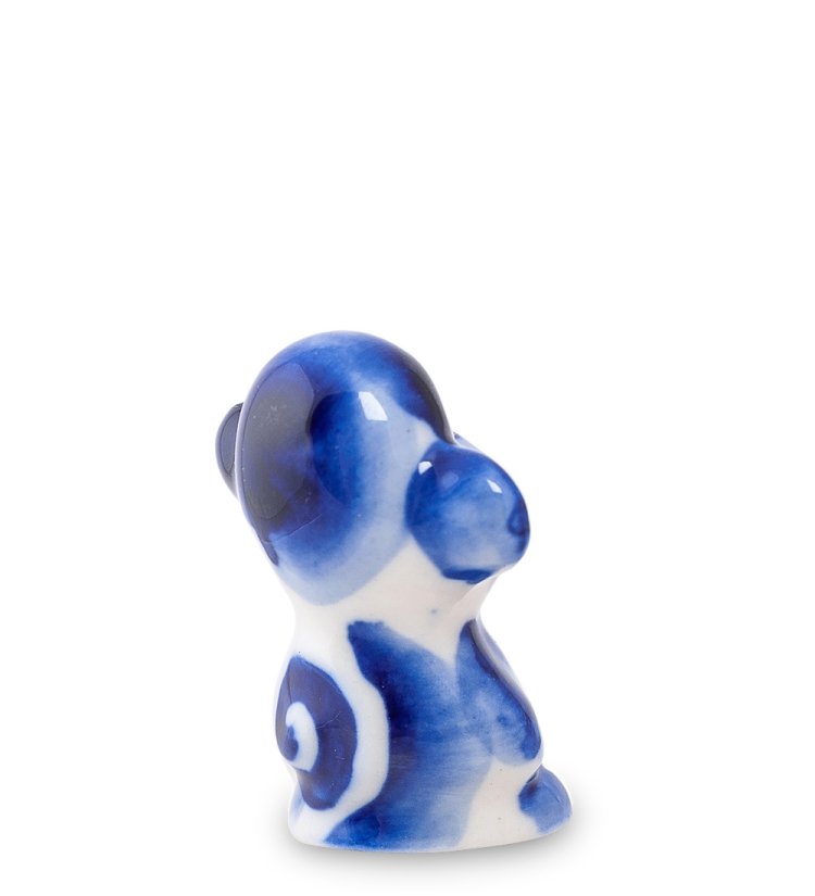 Маленькая Фигурка Обезьянка Муся Голубая гжель ГЛ-326, фотография со спины