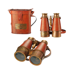 Бинокль в красном кожаном чехле