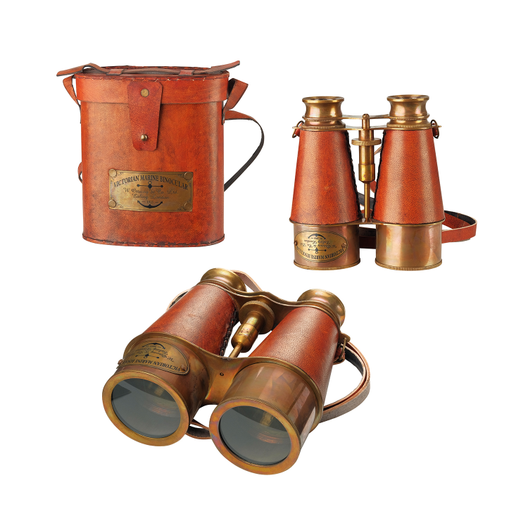 Бинокль в красном кожаном чехле