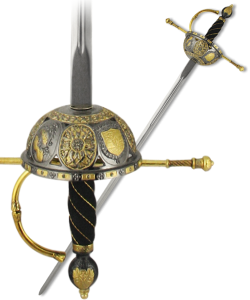 Модель Испанской Шпаги Казолета 16 века черно-золотая