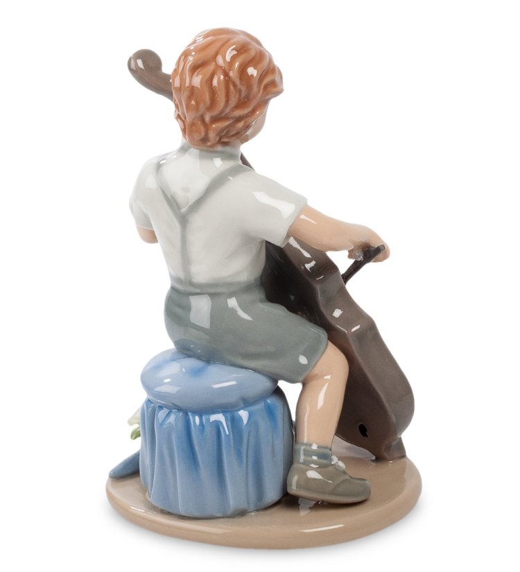 Статуэтка из фарфора Мальчик с виолончелью Pavone CMS-12/ 5, фотография со спины