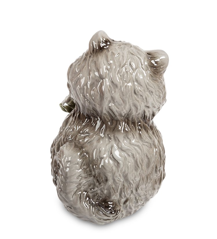 Статуэтка из фарфора Пушистый котик с букетом цветов Pavone CMS-60/ 1, фотография со спины