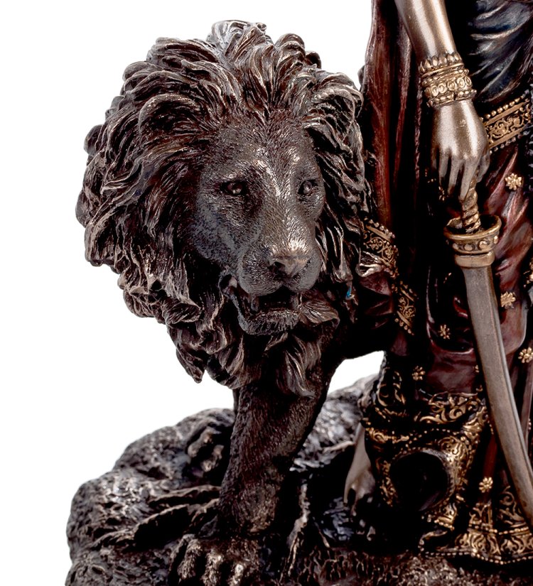 Статуэтка Богиня Дурга - Защитница Богов Veronese WS-543, увеличенный вид льва