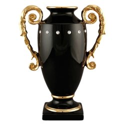Ваза для цветов Черная с ручками Диана