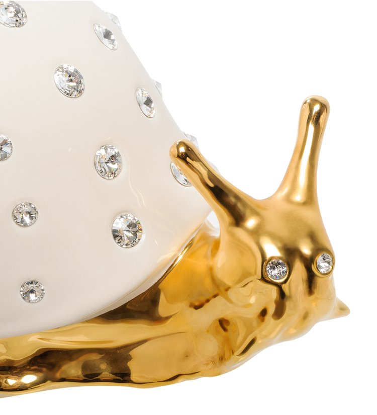 Статуэтка белая Улитка с кристаллами Сваровски Ahura S1682W/AO, фотография морды