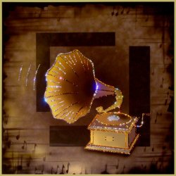 Картина Патефон c кристаллами Swarovski