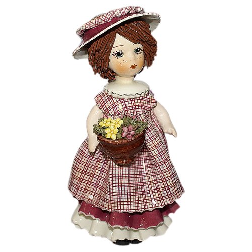 Фарфоровая статуэтка Кукла с темными волосами с цветами