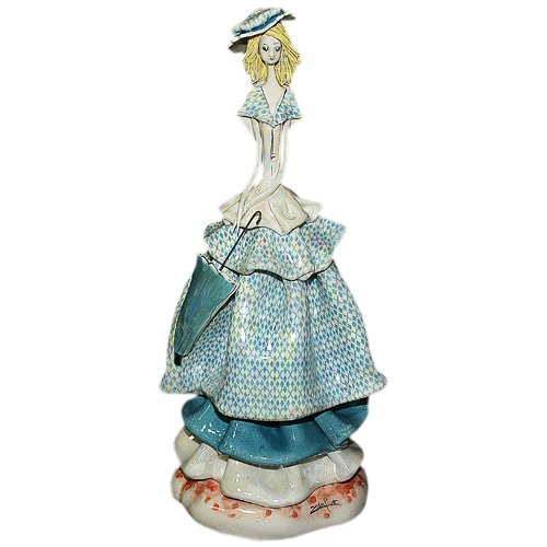 Фигурка из фарфора Дама в голубом с зонтиком