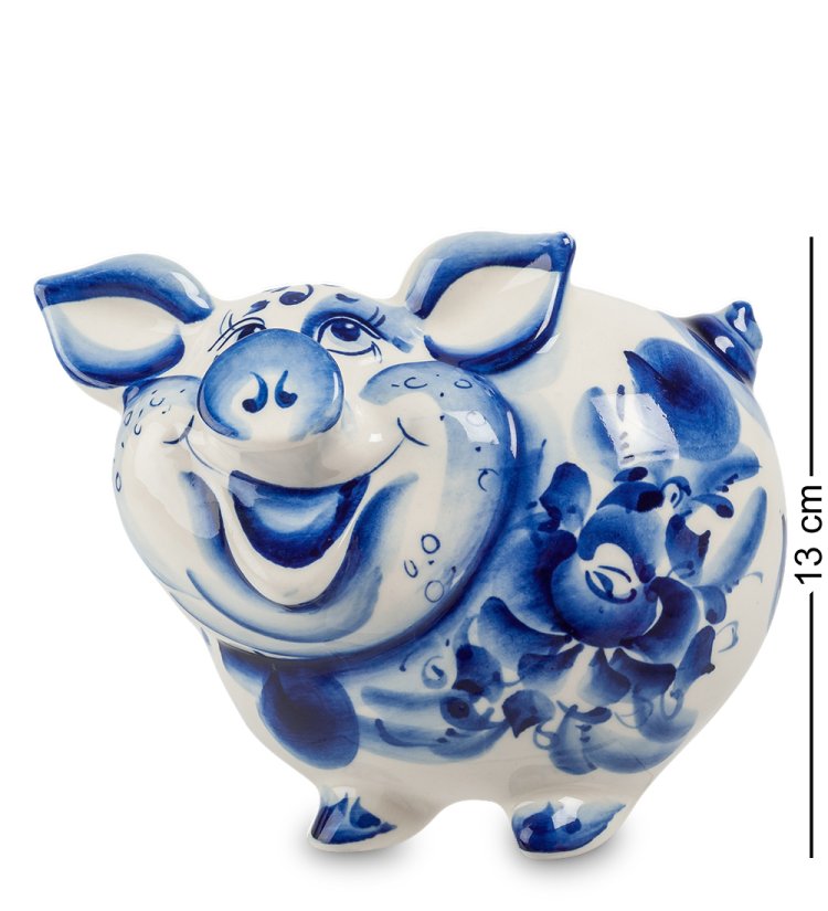 Копилка Свинья Голубая гжель ГЛ-286 