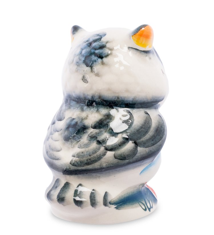 Фигурка Большая Сова Цветная гжель ГЛ-380, фотография со спины