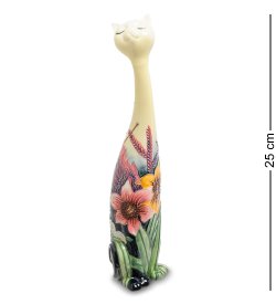 Статуэтка из фарфора Гордая Кошка расписная цветами