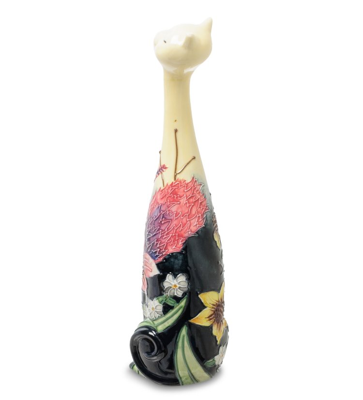 Статуэтка из фарфора Гордая Кошка расписная цветами Pavone JP-95/ 13, фотография со спины